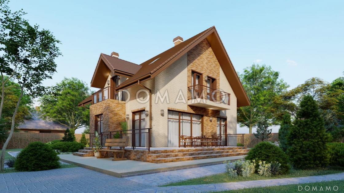 Проект компактного двухэтажного дома с 3 балконами и мансардой / 5