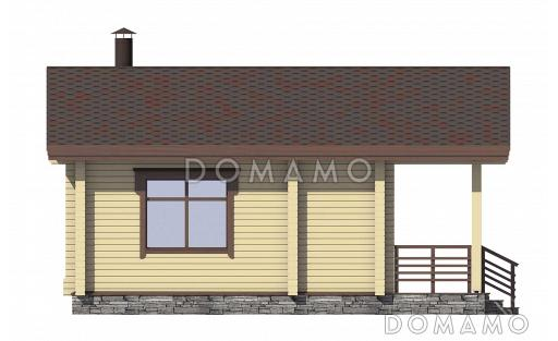 Проект бани с гостевой комнатой, террасой, парной и душевой / Фасад 2