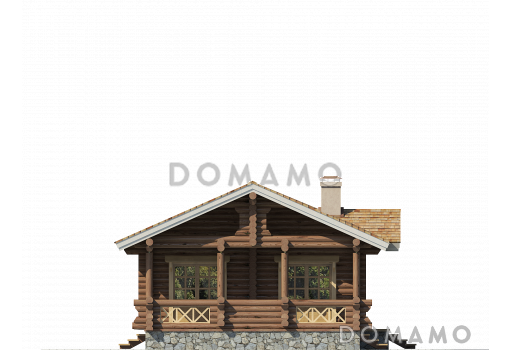 Проект одноэтажного деревянного дома  из оцилиндрованного бревна / Фасад 4