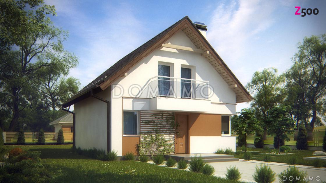 Проект классического одноэтажного мансардного дома из газобетона с эркером в столовой зоне, балконами и хозяйственным помещением / 4