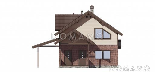 Проект дома из кирпича с местом для установки камина в гостиной / Входной фасад