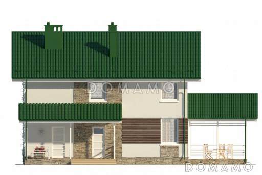 Проект двухэтажного жилого дома со строгой отделкой и удобной террасой / Фасад 1