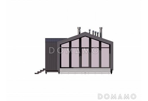 Проект каркасного дома в стиле барнхаус с одной спальней и кухней-гостиной / Фасад 1