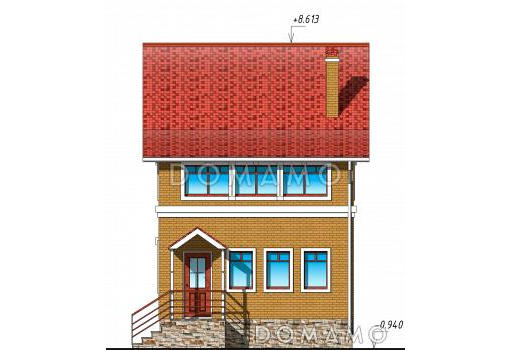 Проект компактного двухэтажного дома / Фасад 1