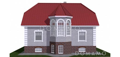 Проект двухэтажного коттеджа с остеклённой верандой / Фасад 3