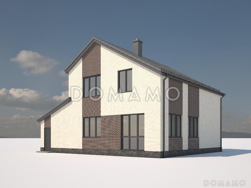 Проект загородного дома с гаражом на 2 машины, прихожей с гардеробом, кабинетом / 2