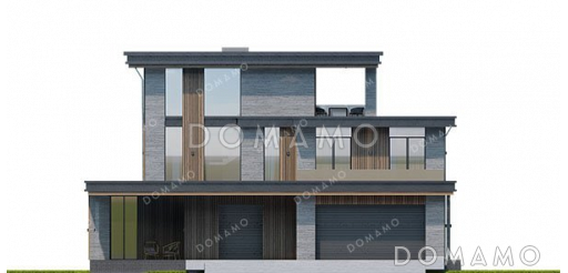 Проект большого трехэтажного дома с террасой и гаражом / Фасад 3