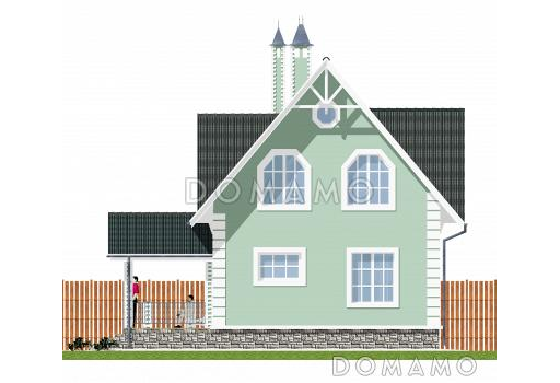 Проект компактного коттеджа с штукатуркой из SIP панелей. / Фасад 3