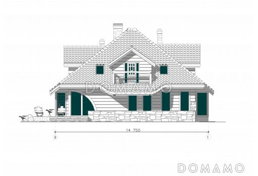 Проект коттеджа с необычными окнами / Фасад 3