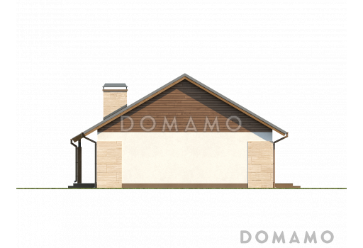 Проект классического одноэтажного дома из газобетона с тремя спальнями и возможностью обустройства мансарды / Фасад 4