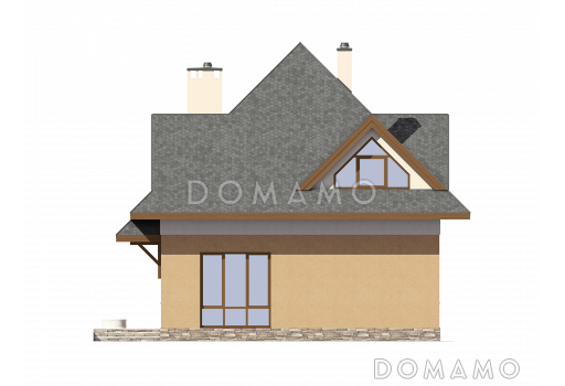 Проект дома из газобетона с гостевой комнатой / Фасад 2