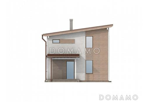 Проект каркасного дома с односкатной крышей / Фасад 2