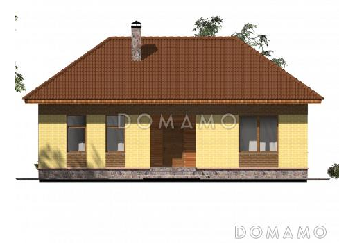 Одноэтажный дом из крупноформатного кирпича с двумя спальнями и большой кухней-гостиной / Фасад 2