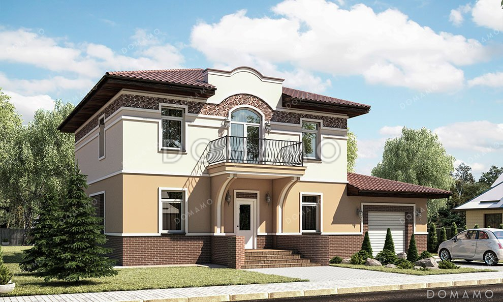 Проект двухэтажного дома с террасой и балконом / 2