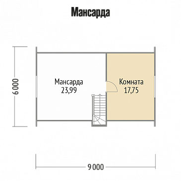 Проект дома из клееного бруса с туалетом / План мансардного этажа