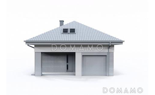 Проект комфортного дома с прачечной, гаражом, тремя спальнями на мансарде и просторной гардеробной / Фасад 3