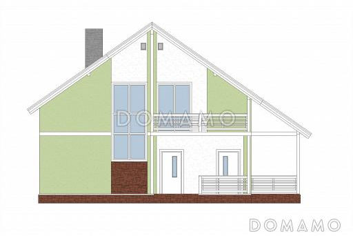 Проект дома из газобетона с угловой террасой / Фасад 1