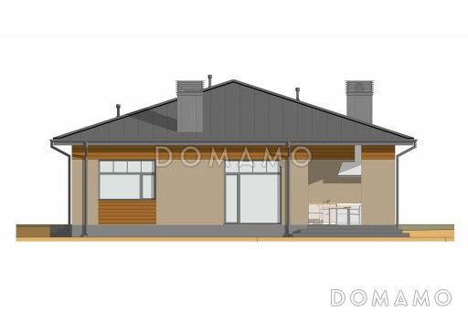 Проект небольшого квадратного дома с 2 спальнями / Фасад 2