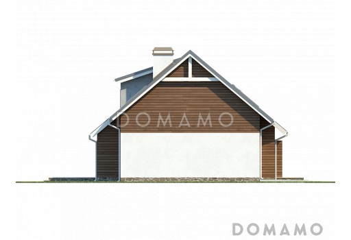 Проект одноэтажного мансардного дома из газобетона с кабинетом, тремя спальнями и гаражом / Фасад 3
