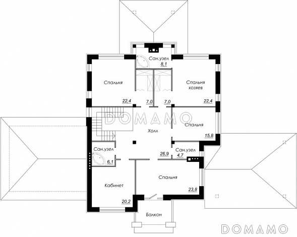 Проект дома из газобетона элитного статуса / План 2 этажа Проект дома из газобетона элитного статуса / План 2 этажа