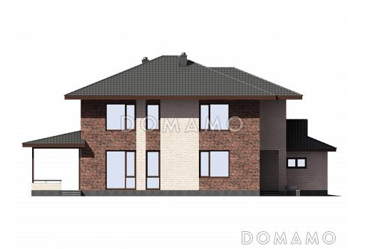 Проект двухэтажного дома из газобетона с гаражом на два машиноместа / Фасад 3