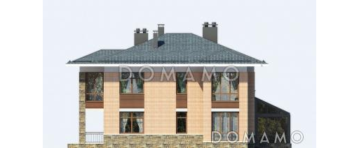 Проект двухэтажного дома для двух семей с зимним садом / Фасад 2