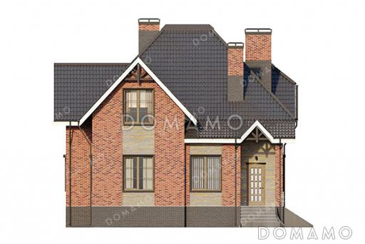 Проект дома с 4 спальнями, просторной ванной и полукруглой верандой / Фасад 1