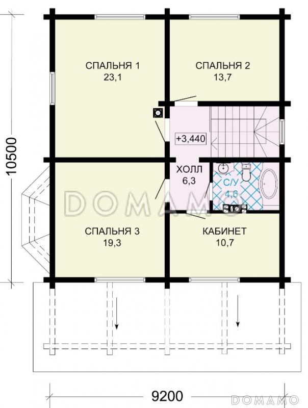 Проект рационально распланированного, уютного дома с тремя просторными спальнями и личным кабинетом / План мансардного этажа
