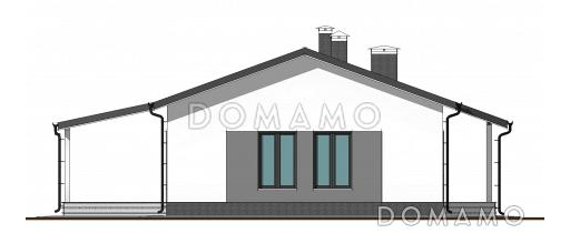Проект одноэтажного загородного дома с тремя спальнями и большой гостиной с окнами в пол / Фасад 4 Проект одноэтажного загородного дома с тремя спальнями и большой гостиной с окнами в пол / Фасад 4