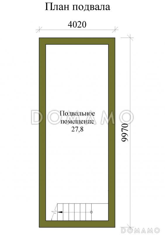 Проект одноэтажного дома с двумя эркерами и подвалом / План цокольного этажа