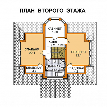 Проект двухэтажного дома из пеноблоков до 200 м.кв / План мансардного этажа Проект двухэтажного дома из пеноблоков до 200 м.кв / План мансардного этажа