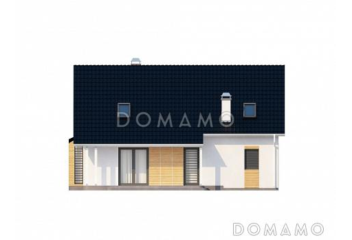 Проект мансардного дома из кирпича с кабинетом, тремя спальнями и гаражом / Фасад 4