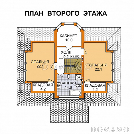Проект двухэтажного дома из пеноблоков до 200 м.кв / План мансардного этажа Проект двухэтажного дома из пеноблоков до 200 м.кв / План мансардного этажа