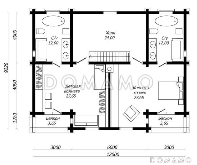 Проект изумительного белого цвета дома из клееного бруса / План 2 этажа