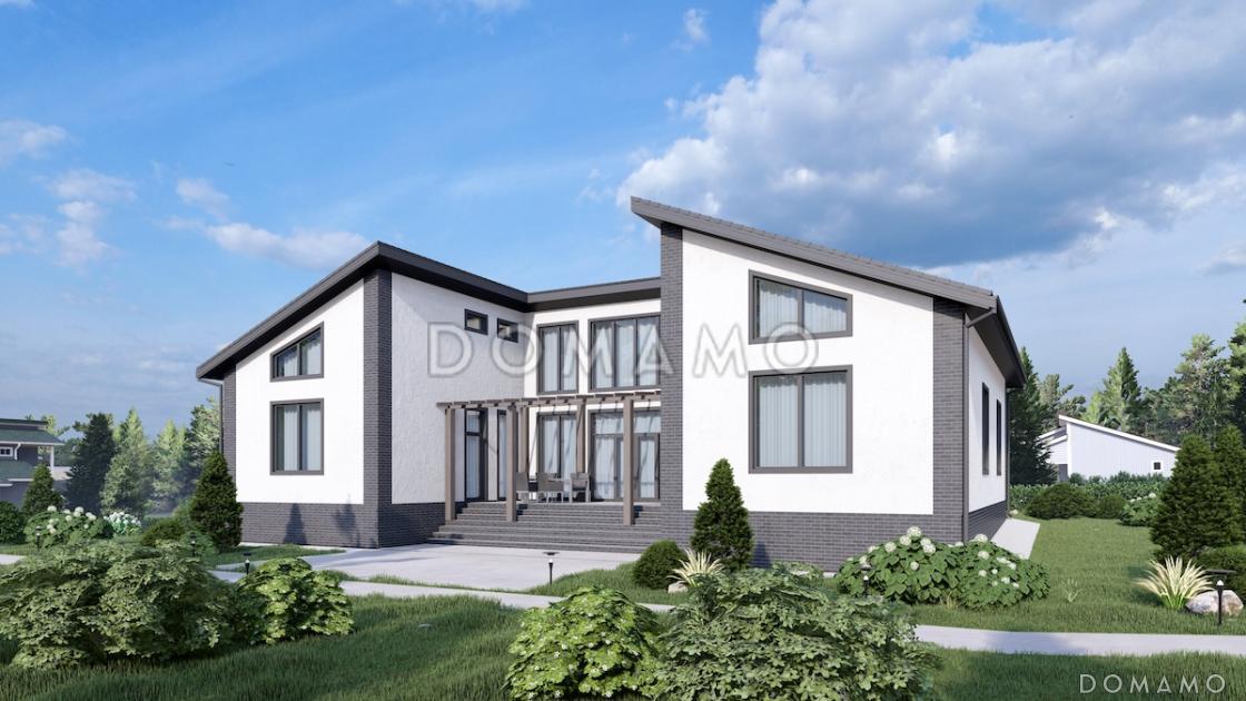 Проект П-образного дома с мансардой, мастер-спальней, кабинетом и вторым светом / 3