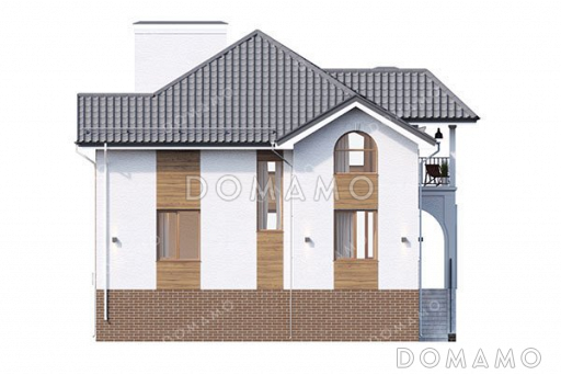 Проект дома с мансардой и шестью спальнями / Фасад 4