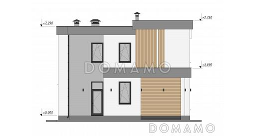 Проект дома в стиле Хай-тек с эксплуатируемой кровлей S-182 / Фасад 1 Проект дома в стиле Хай-тек с эксплуатируемой кровлей S-182 / Фасад 1