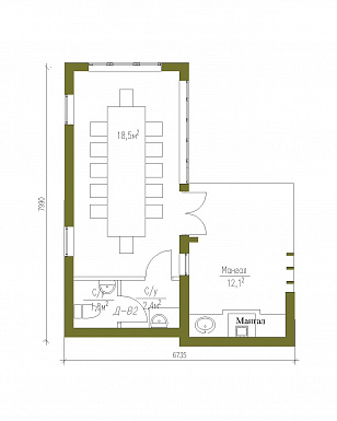 Проект беседки с остеклением и мангалом / План 1 этажа