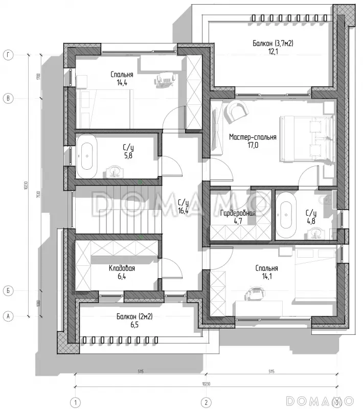 Дом за 100 дней , 2 этажа  / План 2 этажа