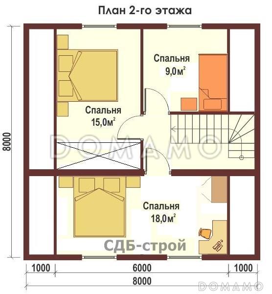 Дом из профилированного бруса ДПБ10 / План мансардного этажа