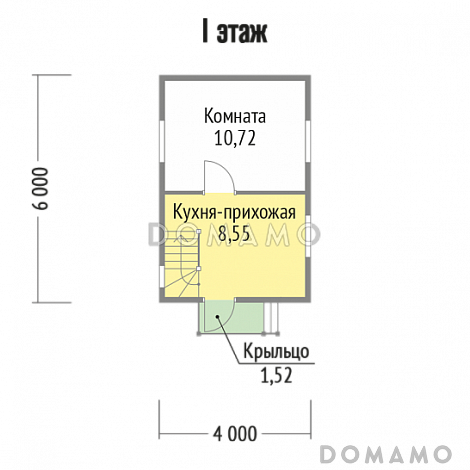 Проект маленького дома из клееного бруса / План 1 этажа