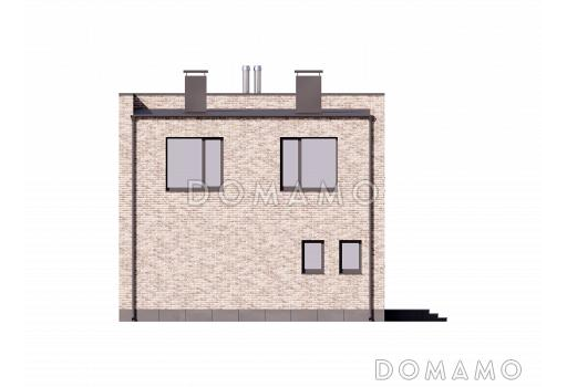 Проект современного двухэтажного дома с тремя мастер-спальнями, котельной и барбекю на террасе / Фасад 2