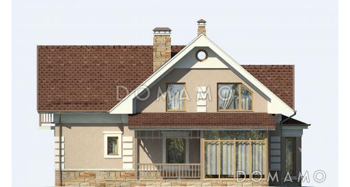 Проект дома из газобетона с мансардными окнами / Фасад 3