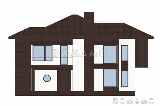 Проект двухэтажного дома из пеноблоков с большими окнами / Фасад 1 Проект двухэтажного дома из пеноблоков с большими окнами / Фасад 1