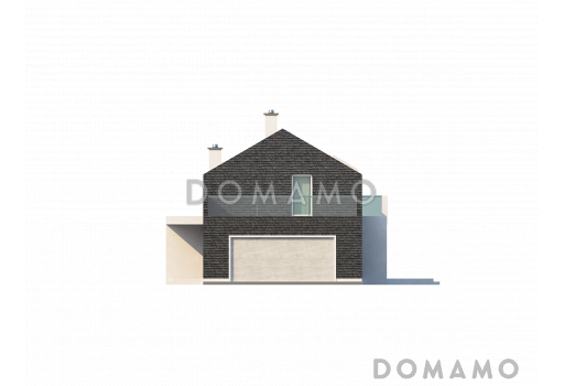 Проект современного двухэтажного дома из газобетона, с тремя спальнями, гаражом и террасой над ним / Фасад 1