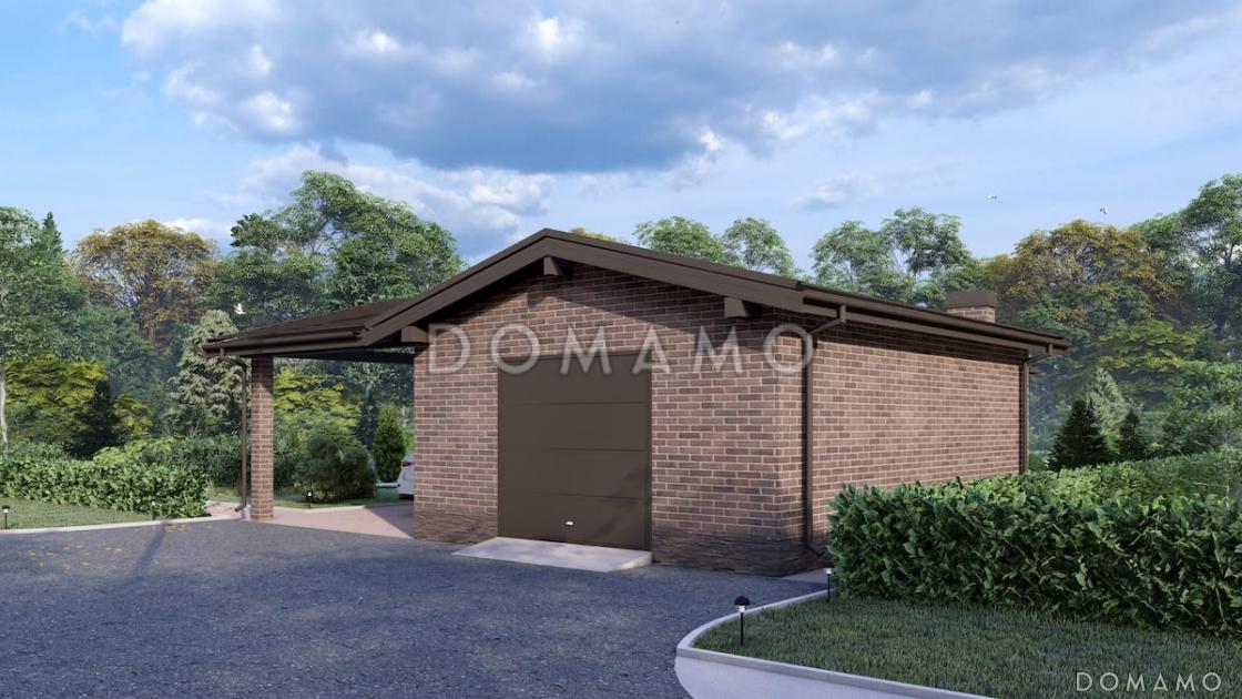 Проект утепленного гаража из газобетона с навесом и погребом / 3