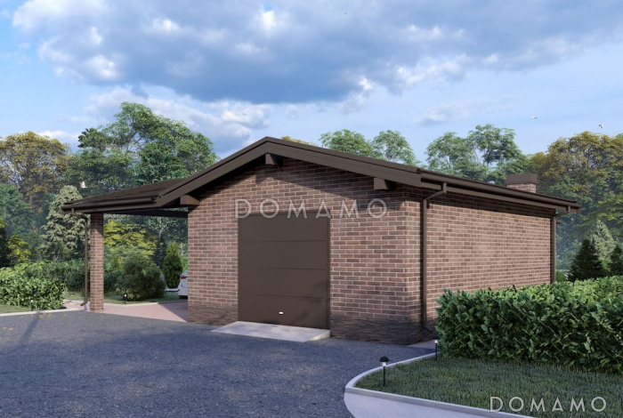 Проект утепленного гаража из газобетона с навесом и погребом Проект утепленного гаража из газобетона с навесом и погребом