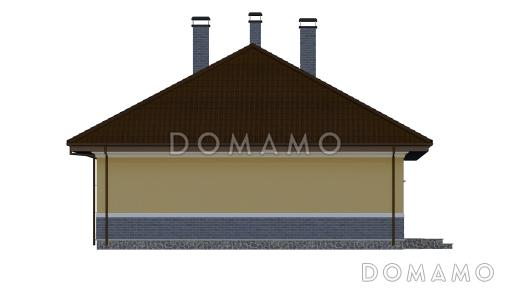 Проект одноэтажного дома с камином в гостиной и крытой террасой / Фасад 3