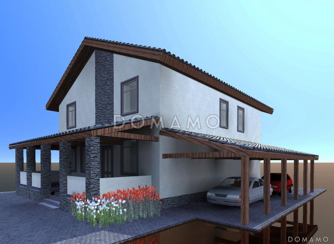 Проект коттеджа с оштукатуренными стенами / 1