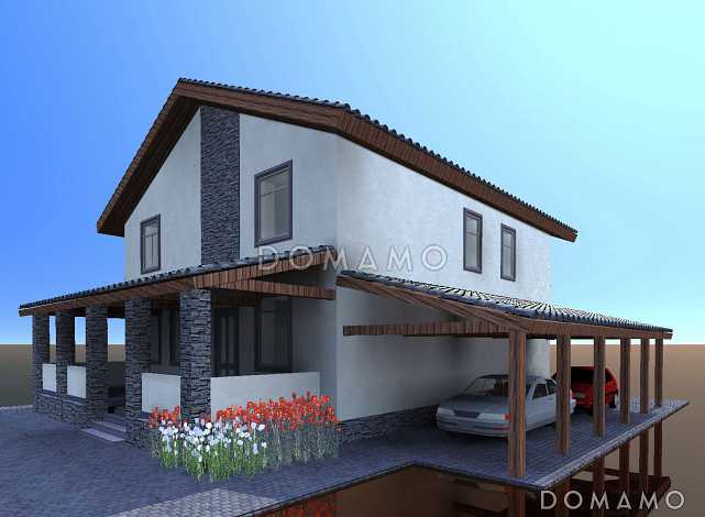 Проект коттеджа с оштукатуренными стенами